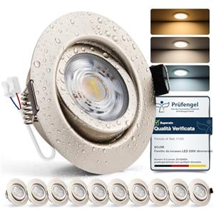 Bojim Faretti LED Soffitto da Incasso per Cartongesso IP44, 7W Foro 68mm - 80mm, Luce Calda/Naturale/Fredda, Dimmerabili Faretti da Incasso per Bagno, Cucina, Ufficio Cameretta, 10 Pezzi