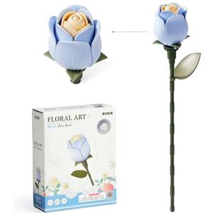 ROKR Puzzle 3D di Rose e Camelie, Kit di modellismo fai da te per adulti, Set da costruzione per bouquet di fiori artificiali, Piante artificiali da regalare (Rosa blu)