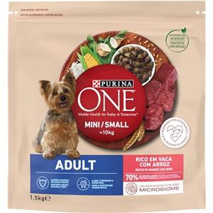 PURINA ONE Small Mini < 10kg Cibo per cani adulti con manzo e riso 1,5kg