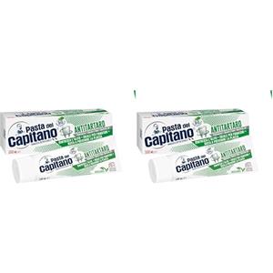 Pasta del Capitano, Dentifricio Antitartaro Bio, Dona Freschezza e Rinfresca l'Alito, Ideale per i Fumatori, Aiuta a Prevenire la Placca, 100% Made in Italy, Tubetto da 100 ml (Confezione da 2)