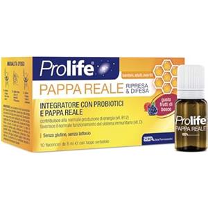 Prolife Pappa Reale Ripresa e Difesa, 10 Flaconcini da 8 ml, Integratore con Fermenti Lattici Vivi, Vitamine B12 e D, Pappa Reale e Miele, Certificato Probiotico CSQA