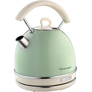 Ariete Bollitore Vintage 2877, Bollitore Elettrico con Livello Acqua Visibile, Base Cordless 360°, Spegnimento Automatico, Impugnatura Ergonomica, Capacità 1,7 L, Acciaio Inossidabile, 2000W, Verde