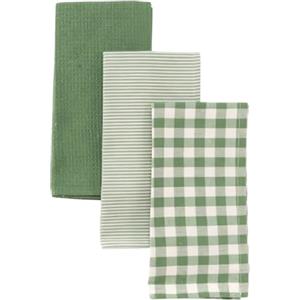 DAMDAM GO Panno da cucina, assorbente e resistente, design elegante per cucina, set di strofinacci morbidi, 50 x 50 cm, confezione da 3 pezzi (Verde)