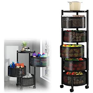 ROFBIHG 3 Ripiani Cestelli Portafrutta Moderno, Carrello Porta Frutta E Verdura, 60x34cm, Bianco, Cestino in Rete Traspirante, Movimento Libero A 360°, per Snack, Pane, Frutta E Verdura