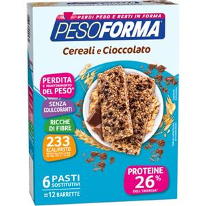 Pesoforma Barrette Cereali Croccanti e Cioccolato, Pasti sostitutivi dimagranti, Ricco in proteine, 12 x 31 g