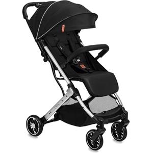MoMi ESTELLE Passeggino a partire da 6 mesi (fino a 15 kg), pieghevole con cintura di sicurezza a 5 punti, cestino porta spesa e funzione di apertura, manico telescopico per il traino