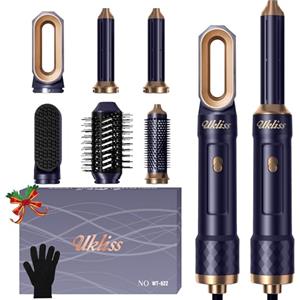 UKLISS Airstyler 6 in 1, Spazzola Asciugacapelli Professionale Set con Arricciacapelli Automatico, Spazzola Lisciante per Capelli, Thermal Brush, Multistyler Regali Set per Donne Styling - Blu