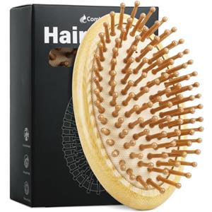 Combetter Spazzola per capelli in bambù naturale (senza manico), spazzola massaggiante per cuoio capelluto, spazzola districante per donne, uomini e bambini, legno naturale ecologico