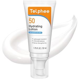 Telphee #1 Telphee Crema Idratante Viso - SPF 50, 3 Ceramidi e Niacinamide, Crema Viso Idratante Quotidiana e Protezione Solare 2 in 1, Ampie Spettro UVA/UVB, Leggera, Senza Profumo per Tutti i Tipi di Pelle