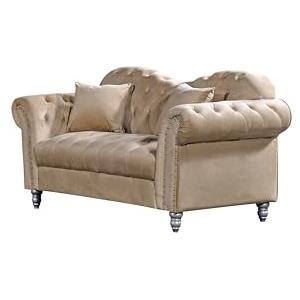 Generico Divano Chesterfield Italiano in Velluto Beige 2 Posti - Elegante, Confortevole e Design Moderno per Salotto