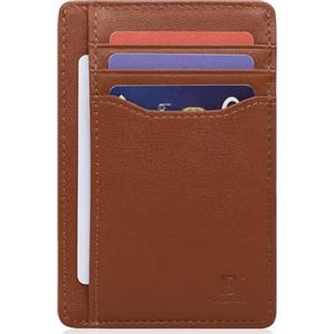 Pomelo Best Portafoglio da Uomo, Portafoglio sottile in Vera Pelle con Blocco RFID, Porta Carte di Credito per 7 carte e contanti, Viaggi e uso Quotidiano (Marrone)