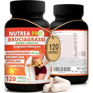NUTREA PRO NUTREAPRO® Brucia grassi potenti veloci con Spirulina ultra dimagrante, Glucomannano e 17 piante Brucia grassi. 120 Pillole dimagranti veloci e efficaci (1 mese). Dimagrante forte veloce donna e uomo
