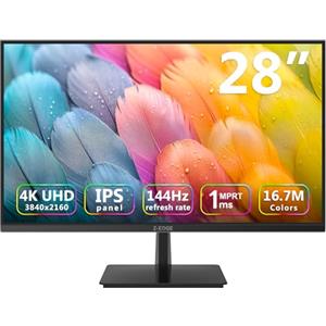 Z Z-Edge Z-Edge Monitor Gaming 4K da 28 pollici UHD 3840 x 2160 144 Hz, Schermo da Gioco IPS da 1 ms MPRT, 300 cd/m², FreeSync, HDR10, DP e HDMI, VESA Compatibile, Nero