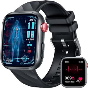 TAOLOON Orologio Smartwatch Uomo ECG con Chiamate: 1.97" AMOLED Smart Watch con ????li???????????????????? PPG HRV BMI Temperatura Corporea Ossigeno Sangue WhatsApp Notifice Sonno Monitor Fitness Watch Uomo Android iOS