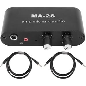 Fyearfly 3 Porte Stereo Preamplificatore Audio+Microfono, Uscita Modulo Preamplificatore Audio Mic Amplificatore Con Manopola per Cuffie Doppia Interfaccia 3,5 mm Universale, per Riunioni E Altoparlanti