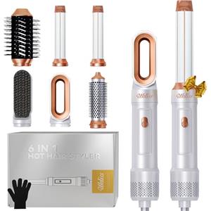 UKLISS Phon Capelli & Airstyler Pro 6 in 1 con Piastra Capelli, Arricciacapelli Automatico, Spazzola Asciugacapelli Ionico, Spazzola Lisciante per Capelli, Thermal Brush, Spazzola ad Aria Calda