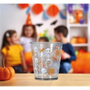 FIESTAS GUIRCA | Bicchiere Scheletro Nero (10 cm) - Decorazione da Tavola per Feste di Clown e Halloween - Ideale per Celebrazioni ed Eventi - Plastica Nera