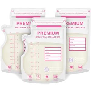 CIMOYBAI 100 sacchetti per latte materno, 250 ml, sacchetti per latte materno con beccuccio, busta colorata sensibile alla temperatura per un allattamento confortevole