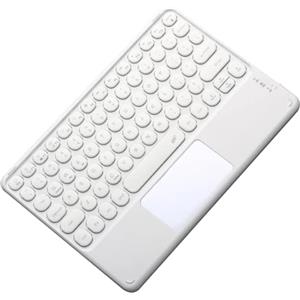 Jrifedptry Tastiera Bluetooth senza fili Mini 78 Tasti Gaming Ufficio Tastiera Ricaricabile Touchpad per Pad PC Tablet Bianco