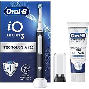 Oral-B Spazzolino Elettrico Ricaricabile iO 3N Nero, 1 Testina Di Ricambio, 1 Spazzolino + 1 Dentifricio Gengive & Smalto Pro-Repair Classico 75ml