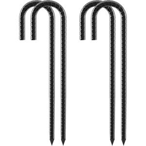 Necneecu 4 Pezzi picchetti Tenda 12 Pollici Pali per Trampolino Resistente Ganci a J Ancoraggio per Fissaggio Recinzioni、Giardino、Altalene、Cornice per Porta da Calcio