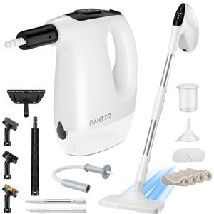 PAHTTO Pulitore a vapore multifunzionale, macchina pulitrice per pavimenti con 17 accessori e serbatoio dell'acqua da 500 ml, 3 livelli regolabili, per cucina, pavimenti, piastrelle, divani, auto