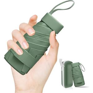 LENDOO Mini Ombrello Tascabile, Mini Ombrello Tascabile Anti UV UPF>50+ Ombrello con 6 nervature Pieghevole Rivestimento In Teflon 210T, Ombrello Da Sole/Pioggia, Portatile Leggero Compatto