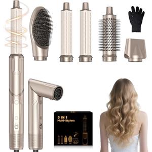 Atopskins 110000 PRM Airstyler Asciugacapelli,5 In 1 Spazzola Asciugacapelli Set con Spazzola Lisciante, Phon Capelli, Pazzola Lisciante Per Capelli, Spazzola Phon,Spazzola Arricciacapelli Aria
