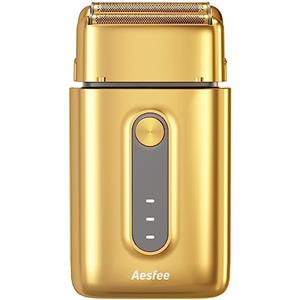 Aesfee Rasoio Elettrico Barba Uomo Wet & Dry,Rasoio Professionale a Doppia Lamina per Barbieri Stilisti con Lamina Ipoallergeniche in Titanio Dorato,Rasoio Elettrico per Uomini Calvi,Ricaricabile Tipo C