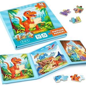 CutteeyFyry Dinosauro Puzzle Magnetico Per Bambini,36pcs Puzzle Di Viaggio Per I Bambini Di Età 3-8,Ragazze Puzzle Bambini L'Intelligenza,Puzzle Per Bambini,Attività Aeroplaniche Per I Regali Di Compleanno