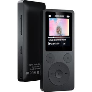ODEJOI 64GB Lettore MP3 Bluetooth 5.3 & Altoparlante - Aggiornamento con Tasti Fisici (Indietro, Menu, Volume), Solo 37g con Cuffie, Radio FM, Registratore Vocale, Design Mini, Espandibile fino a 128GB