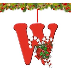 YUDANSI 26 lettere ornamentali per albero di Natale, decorazioni da appendere personalizzate, per calze di Natale, camino, riutilizzabili, 26 lettere dell'alfabeto, per fai da te, ornamenti natalizi (W)