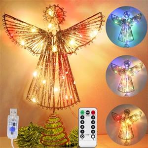 KOIROI Puntale per Albero di Natale a Forma di Angelo, Stella Albero Di Natale Oro, Stelle Dell'Albero di Natales, Tree Topper Christmas per Decorazioni Festive e Casa