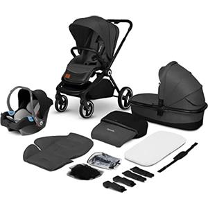 LIONELO Mika 3in1 Passeggino da 0 fino a 48 mesi Trio: Seduta secchiello + navicella + Ovetto, Per bambini fino 22kg, Regolabile e pieghevole, Ruote grandi, Cappotina XXL con filtro UPF50+