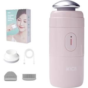 Kica Spazzola Pulizia Viso,3000 Vibrazioni/min,Impermeabile IPX6,Ricarica Wireless, 2 Testine Curve in Silicone,per una pulizia profonda del viso,Rosa