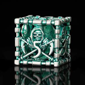HNCCESG DND - Set di dadi poliedrici cavi, in metallo verde e bianco, 7 pezzi, per giochi di ruolo, dungeon e draghi o giochi di ruolo MTG (verde e bianco)