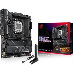 ASUS ROG Strix X870E-H Gaming WIFI7, Scheda madre AMD ATX, Socket AM5, 16+2+1 Stadi di Alimentazione, Slot DDR5, Quattro Slot M.2, PCIe 5.0, WiFi 7, 2 Porte USB4, PCIe Slot Q-Release, Aura Sync, Nera