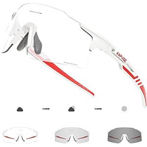 KAPVOE Occhiali Ciclismo Fotocromatici MTB Bici da Corsa Trasparenti Occhiali da Sole Sportivi Montagna Bicicletta Uomo Donna Trekking Arrampicata Correre Golf Baseball Running Corsa - K27
