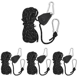 Disnace 4 Pezzi Cricchetto di Corda con Tenditore Regolabile, Appendere Ratchet, Ganci a Cricchetto a Corda, Corda per Tenda Riflettente da 4m x4 mm, Corda Da Campeggio Leggera, Carrucola da Campeggio