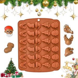 DTYGUIXE Stampi in Silicone per Cioccolatini Natalizi,Stampi per Dolci Natalizi,Stampi in Silicone con Motivi Natalizi per Cioccolatini di Natale, Muffin, Caramelle (Marrone)