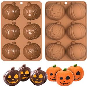 YGCHEN Stampo in Silicone Halloween Stampo per Torta Zucca Stampi per Cioccolato Mousse Halloween 3D Zucca Silicone Stampi, per Cioccolato Torta Muffin Fondant Zucchero 2 Pezzi