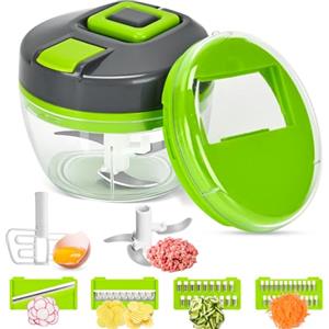 FREMON Tritatutto Manuale, 6 IN 1 Mandolina, 520 ml Mini Schiaccia Piccolo con Lame Intercambiabili, Affetta Verdure Ideale Accessori Cucina - Tagliaverdure per Patate, Cipolla, Frutta, Formaggio
