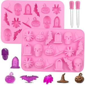 Gloryit Stampo Per Fondente Con Ragno Pipistrello Gloryit 2Pcs Stampo Per Cioccolatini di Halloween, 2Pcs Buretta Zucca e Fantasma Stampi in Silicone Per Cioccolato