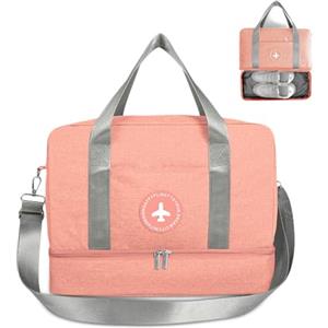 FANDARE 3 in 1 Borsa da Viaggio Palestra Borsa a tracolla Vacanza Zaino per Uomo/Donna Borsone Palestra per Viaggi Palestra Shopping Nuoto Allenarsi con Scarpe Scomparto Arancia A