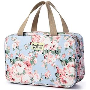 Hjkiopc Borsa da toilette da viaggio，Borsa da toilette per donna,Borse per Cosmetici con zip, Toilette Impermeabile per, Beauty Case (Peonie rosa)
