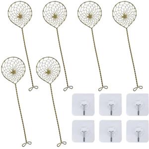 JRSHIRLEYLTD 6 pezzi colino da cucina, colino per fonduta, colini per fonduta in acciaio inox, oro, riutilizzabile, con 6 ganci trasparenti, per pentola calda, cibo fritto, pasta, patatine fritte