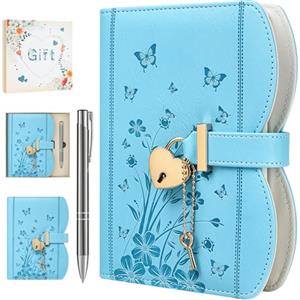 HwxBen Diario Segreto con Lucchetto per Ragazze 8-15 Anni - Kawaii Journal Carino, Idea Regalo Compleanno e Natale, Set con Penna e Accessori, B6 Ricaricabile 244 Pagine - Indaco