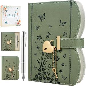 HwxBen Diario Segreto con Lucchetto per Ragazze 8-15 Anni - Kawaii Journal Carino, Idea Regalo Compleanno e Natale, Set con Penna e Accessori, B6 Ricaricabile 244 Pagine - Verde Militare