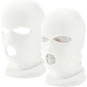 MEIYAXINWIN 2 Passamontagna Invernale per Uomo Donna, Copricapo Integrale Lavorato a Maglia a 3 Fori, Maschera da Sci Balaclava in Maglia Invernale Copertura di Viso Integrale Termica per Sci, Corsa, Snowboard