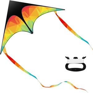 Zocipro Grande drago delta colorato per bambini e adulti, 125 x 65 cm, multicolore con corda da 50 m, per principianti, drago da spiaggia per giochi all'aperto, attività e giocattoli da spiaggia